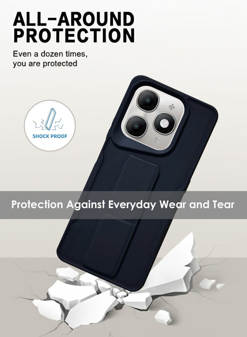 Itel A90 Hand Grip Case Cover - Magnetic Hand Grip Holder & Kickstand Case For Itel A90 - Strong Grip for Magnetic Car Holder, Stylish Silicone Case & Functional, Ultimate Convenience & Hands-Free Viewing - Black - Image 3
